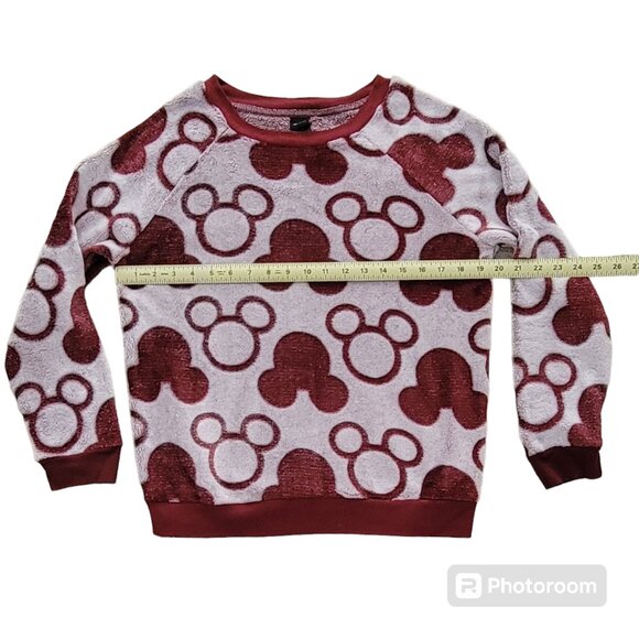 Disney 2-Piece Fleece Jogger Lounge Set Mickey Mouse Burgundy Size M New - Picture 5 of 12